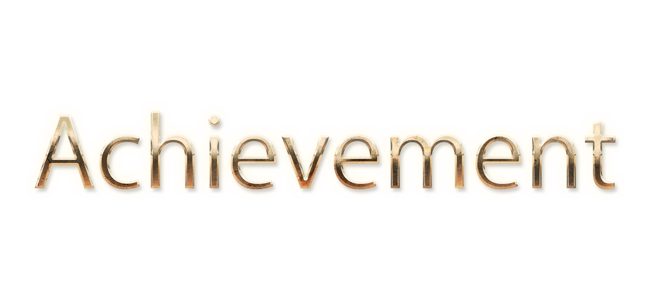 WORD ACHIEVEMENT gold text typography PNG images free